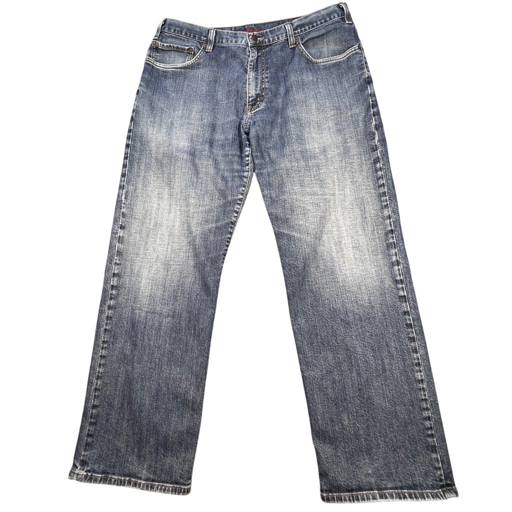 Eddie Bauer Blue Fade Jeans Original Straight Fit Stretch Denim Mens 34x30
